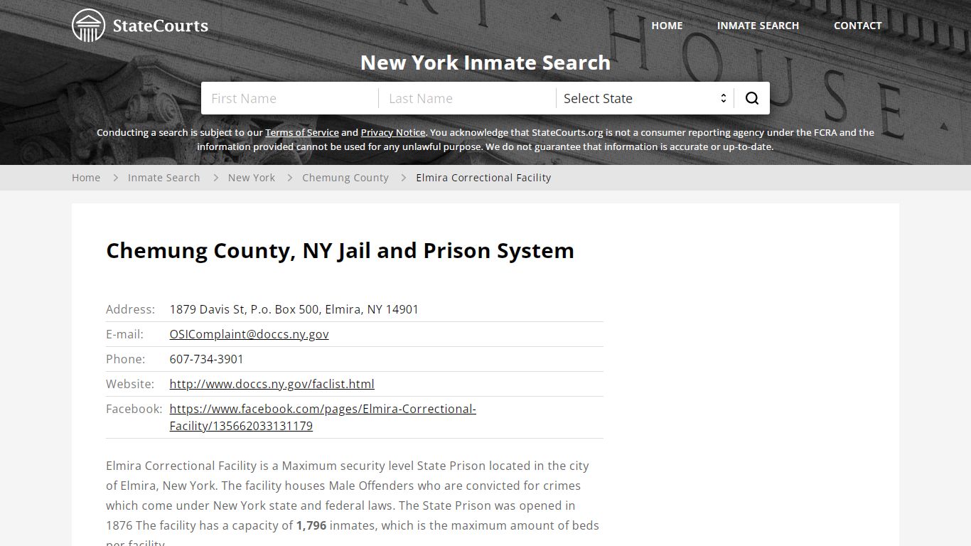 Elmira Correctional Facility Inmate Records Search, New ...