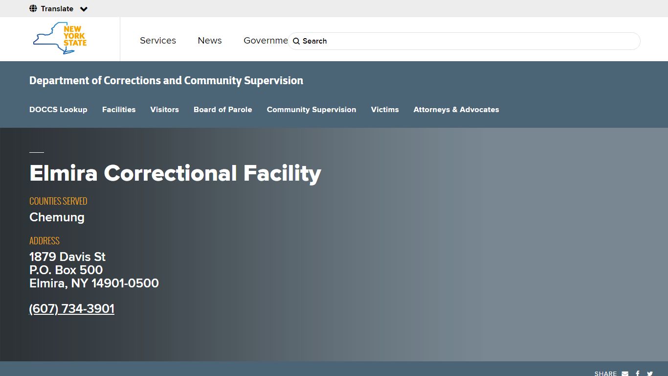 Elmira Correctional Facility | Department of Corrections ...