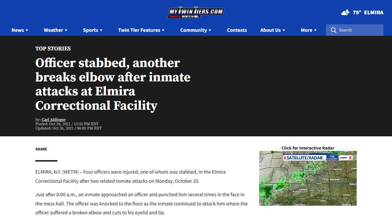 Officer stabbed, another breaks elbow after inmate attacks ...